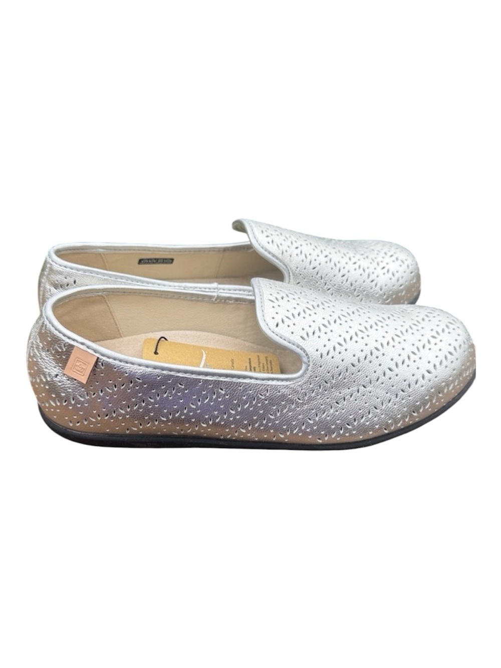 Spenco Bailey Leather Ballet Flats Metallic Silver Size 8.5